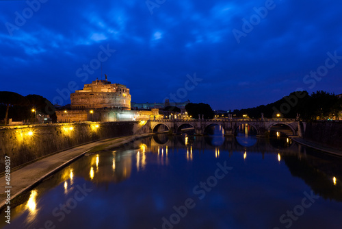 Billede på lærred Roma, Castel Sant'Angelo al crepuscolo