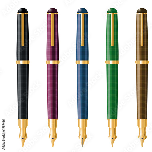 Fountain Pens Vector Illustration Set