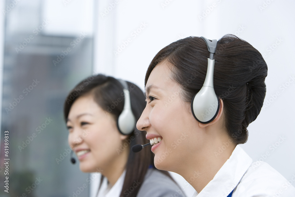 headset and business woman headset and business woman