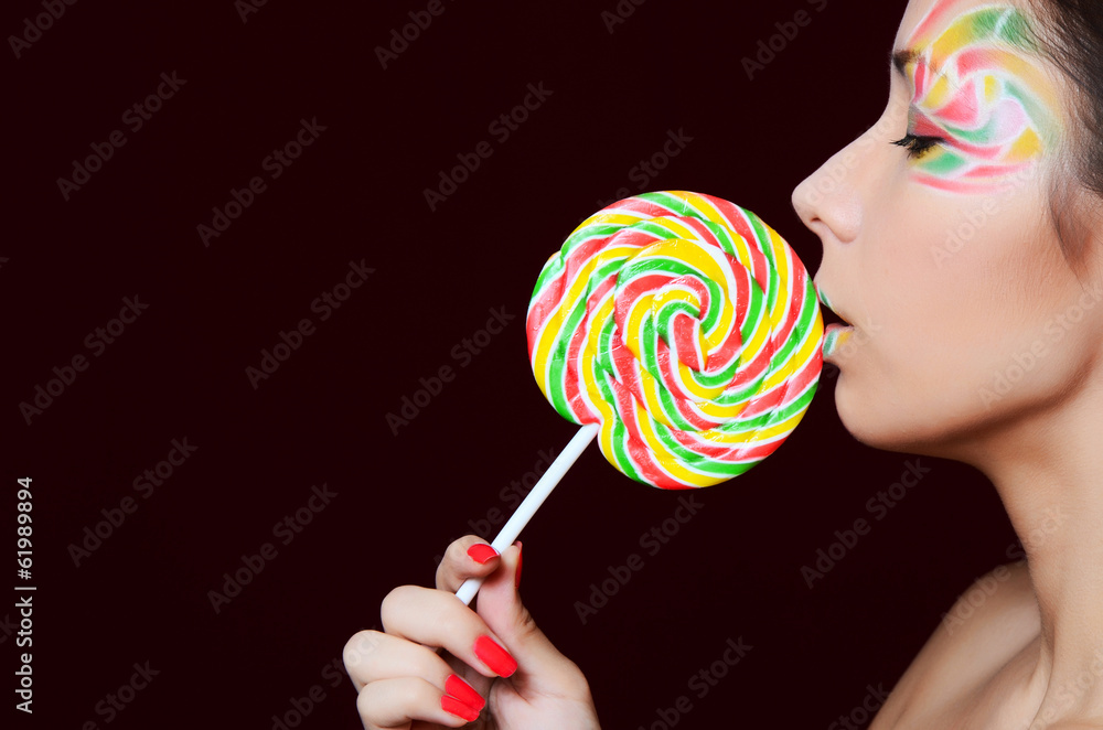 The girl with a sugar candy