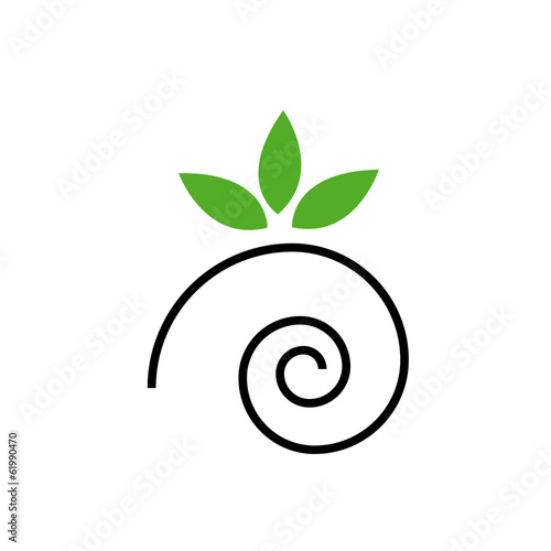 Abstract snail withgreen leaves