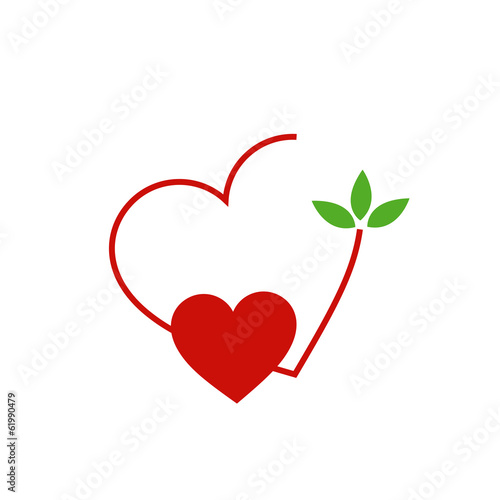 Two Hearts with leaves- logo for matrimony or wedding services