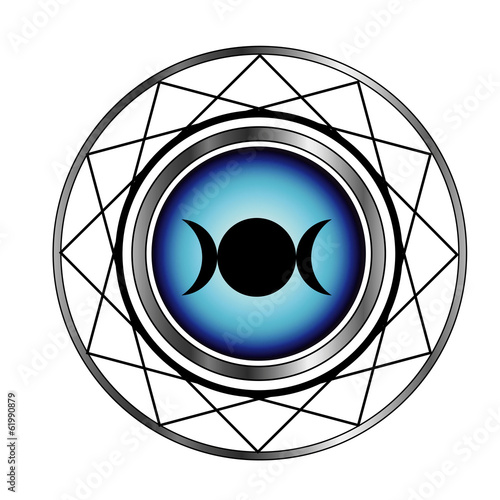 Triple goddess moon symbol- Wiccan symbol with a glow