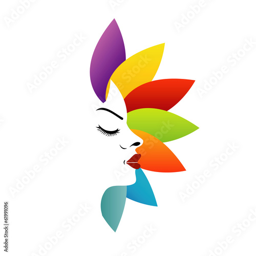 Face with colorful leaves- logo for aromatherapy business