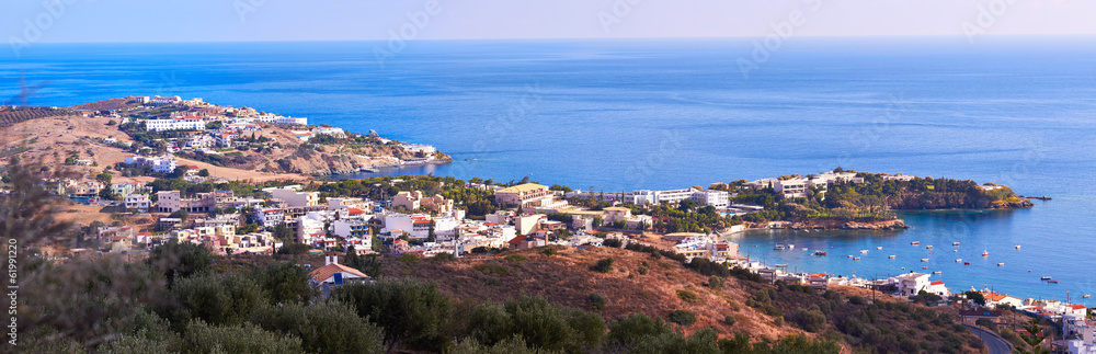 Panoramic view of Agia Pelagia in Crete, Greece.
