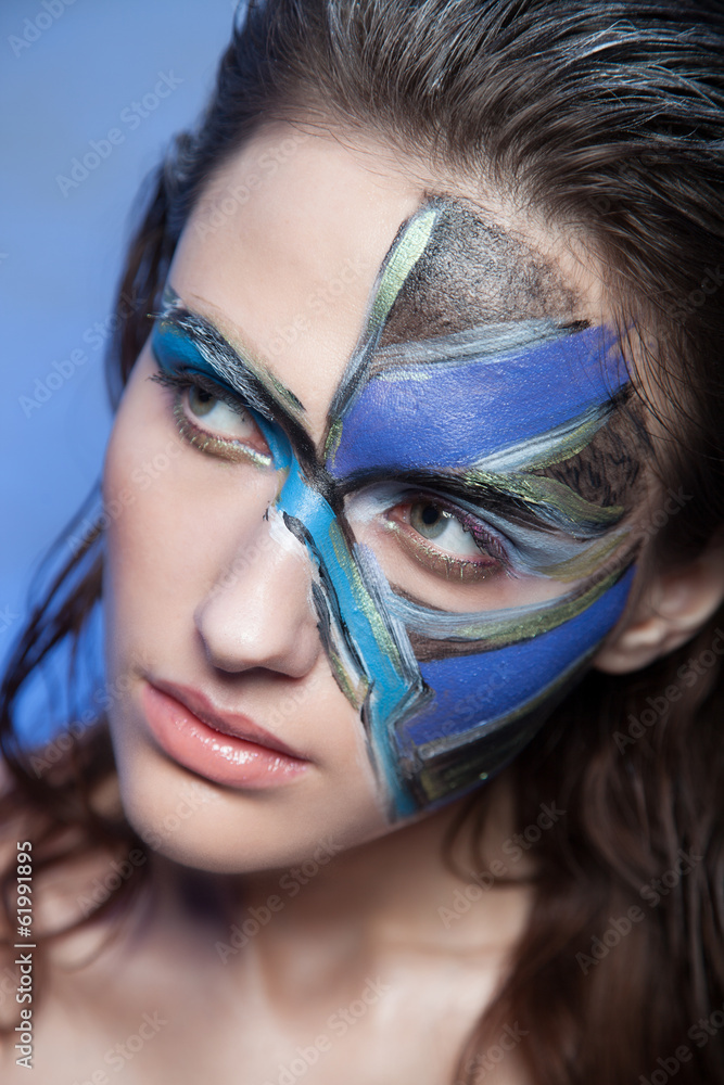 close up color women face art close up color women face art
