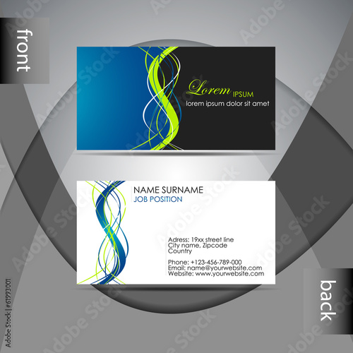 Abstract professional blue and green business card template