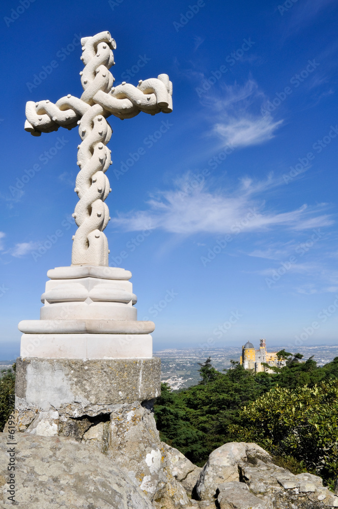 Cross on the top a hill,Pena Palace, Sintra (Portugal) Cross on the top a hill,Pena Palace, Sintra (Portugal)