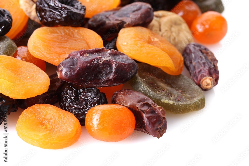 Dried fruits isolated on white Dried fruits isolated on white