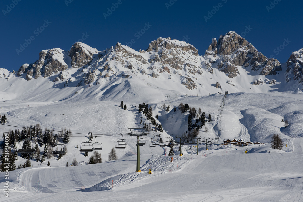Mountains and Ski Slopes in Passo San Pellegrino