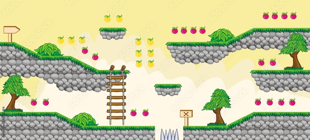 Naklejka premium 2D Tileset Platform Game 6