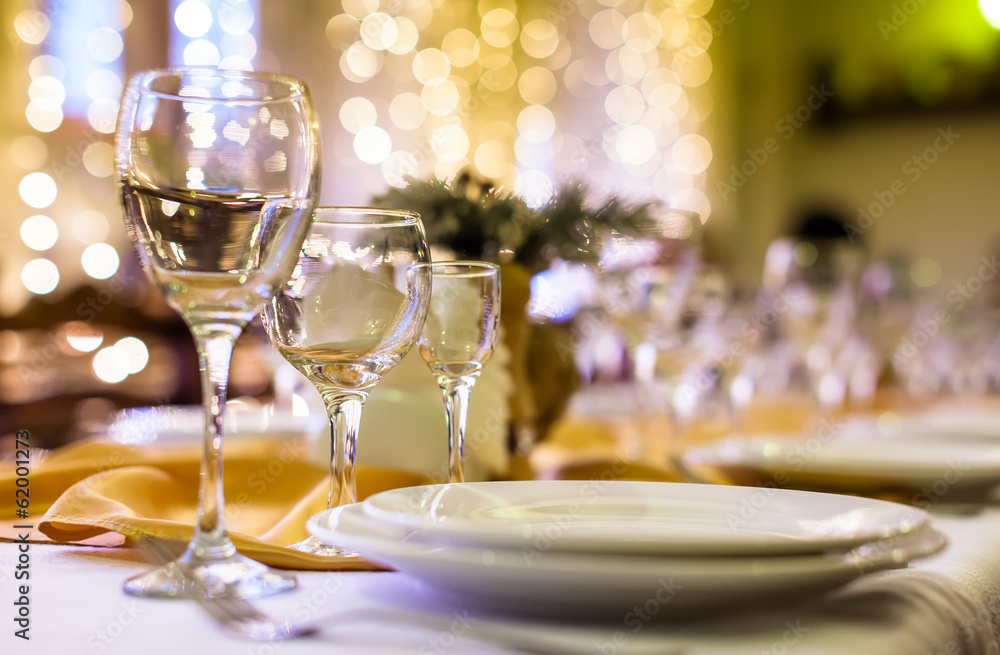 Served table in a restaurant at the holiday eve Served table in a restaurant at the holiday eve