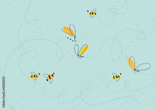 Flying Bees Illustration