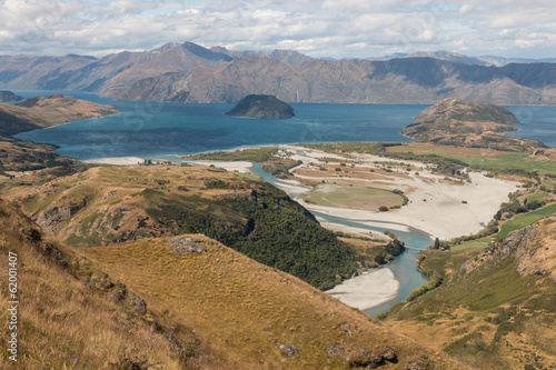 aerial view of Matukituki river delta