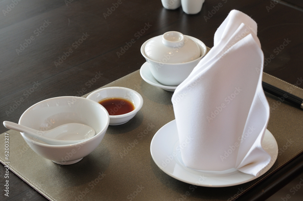 Chinese dinner set on table Chinese dinner set on table