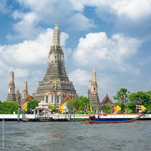 Wat Arun or Temple of Dawn at Chao Phraya River. Thailand