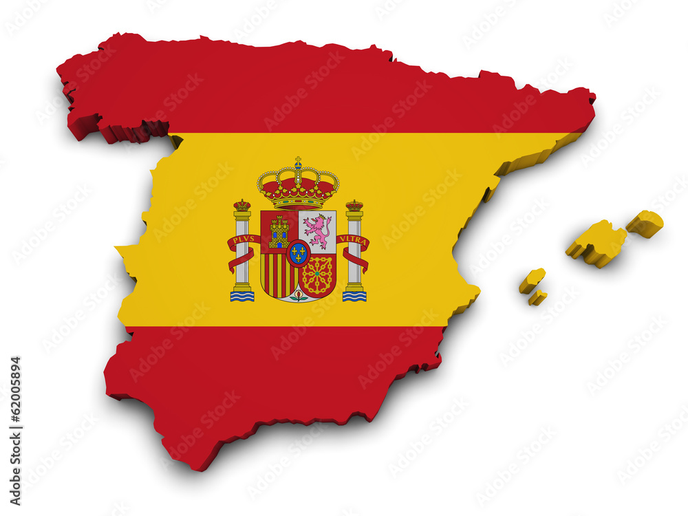 Spain Flag Map Shape - obrazy, fototapety, plakaty 