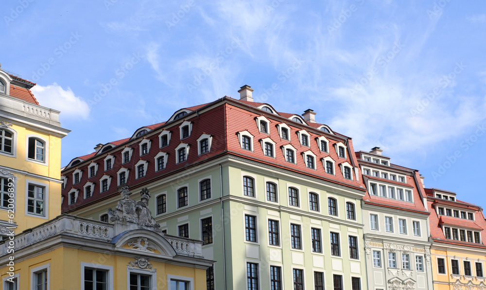 baroque houses in pastel colours in dresden
