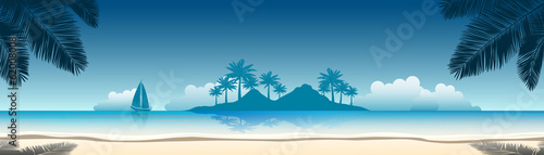 summer vacation vector banners with tropical beach