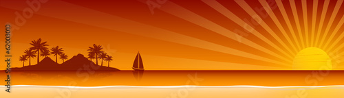 summer vacation vector banners with tropical beach