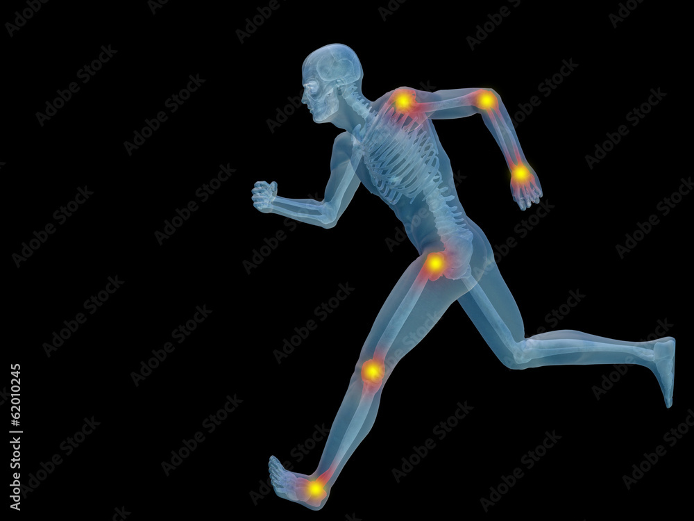 3D human man anatomy with articular pain 3D human man anatomy with articular pain