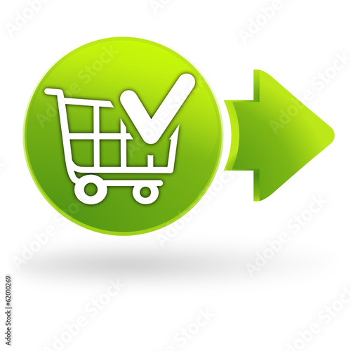 valider le chariot sur symbole web vert