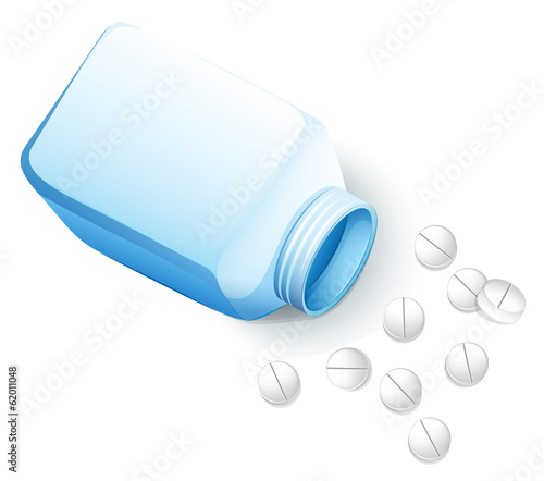 A bottle with medical tablets