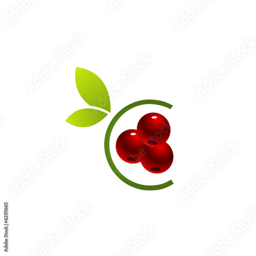 Logo with red cherries and green leaves