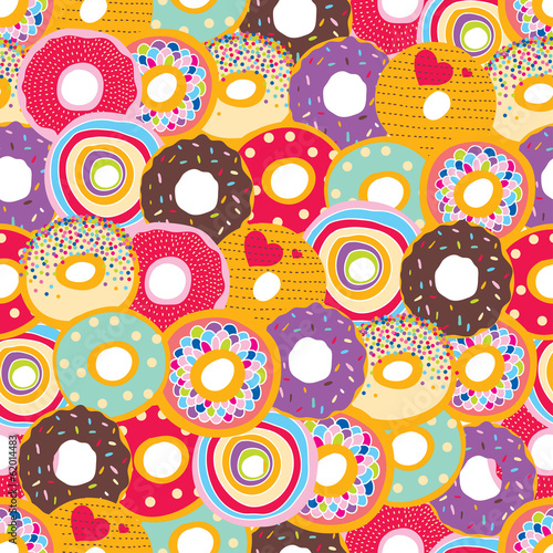 Cute seamless pattern with donuts.