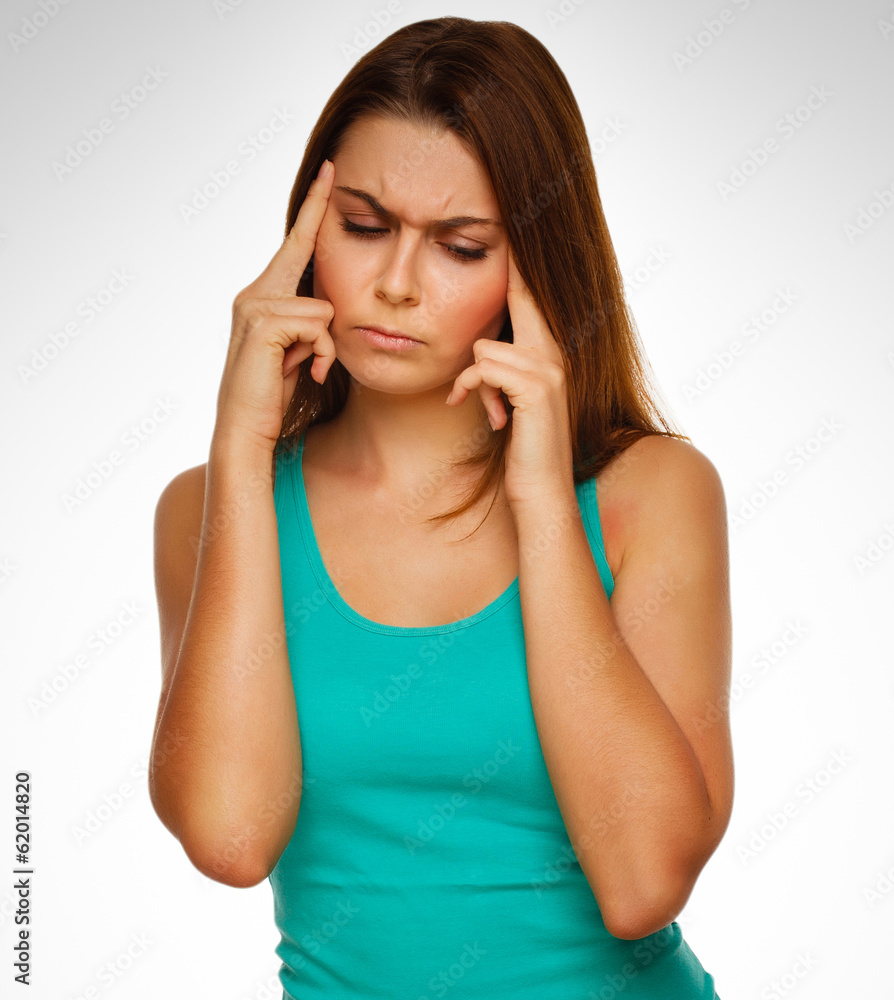 pain woman stress tired headache, holding hands his behind head, pain woman stress tired headache, holding hands his behind head,