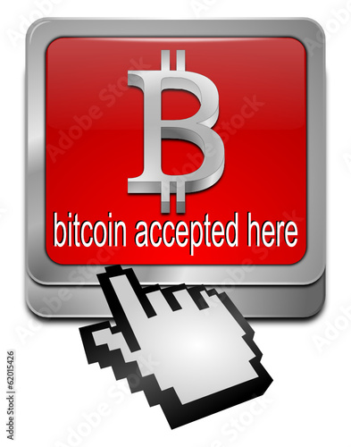 Bitcoin accepted here Button mit Cursor