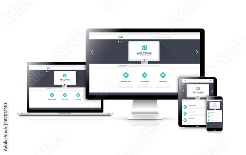 Flat responsive web design development vector concept
