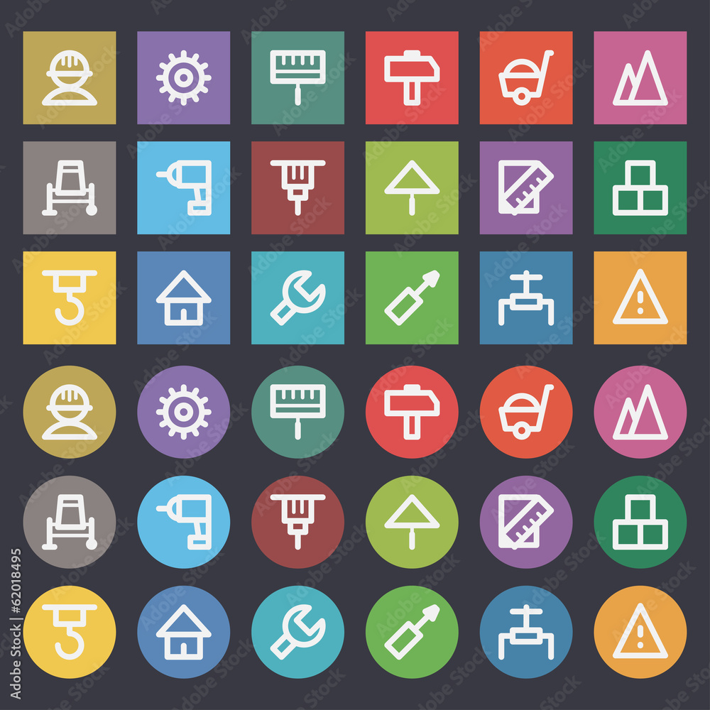 Flat icons set repair construction Flat icons set repair construction