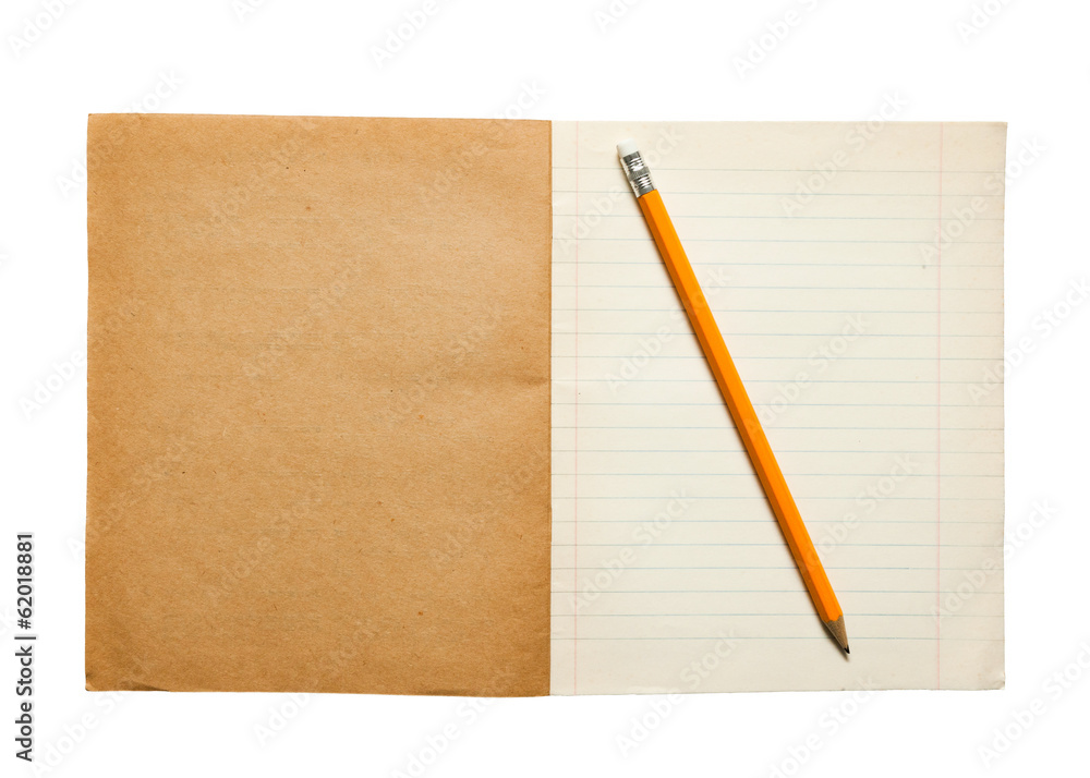 Notebook and yellow pencil Notebook and yellow pencil