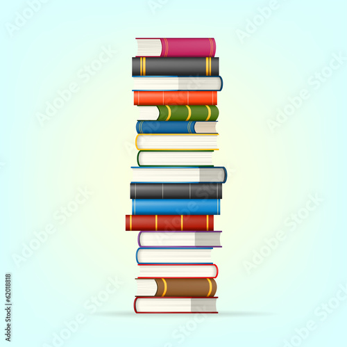 Alphabet from stacks of multi colored books