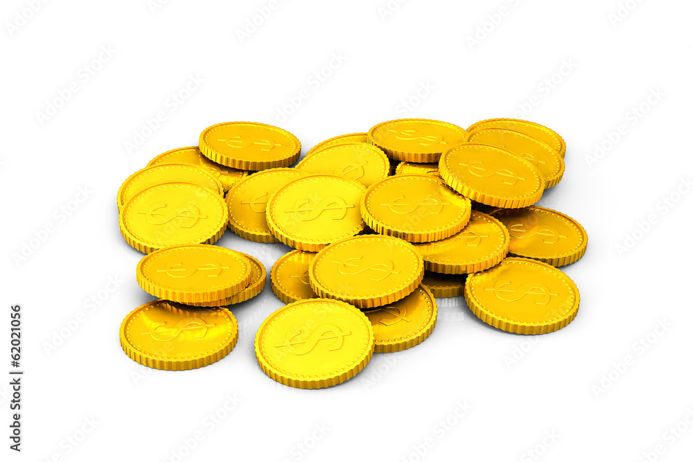 Heap of golden dollar coins Heap of golden dollar coins