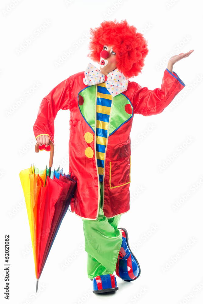 Clown prüft das Wetter
