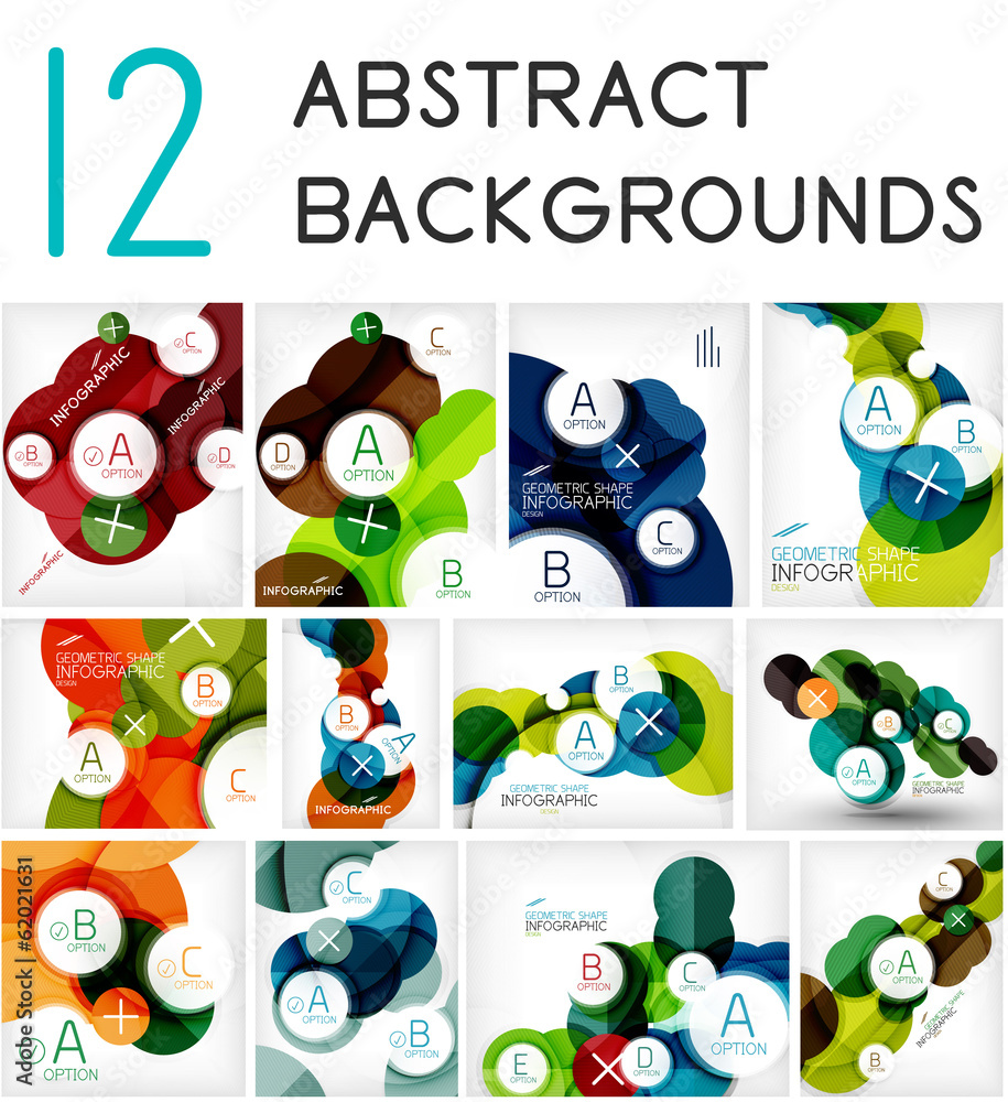 Fototapeta premium Mega set of circle geometric backgrounds