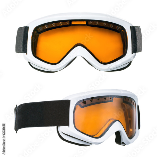 Set of ski goggles isolated on white background