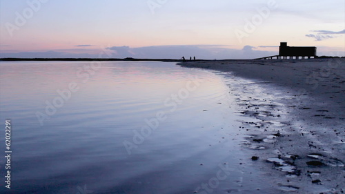 Sunset in Ria Formosa natural park, Algarve, Portugal.