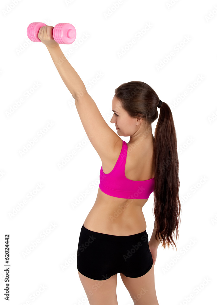 woman exercising with dumbbell woman exercising with dumbbell