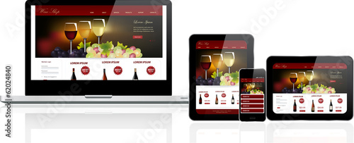 Website template on multiple devices