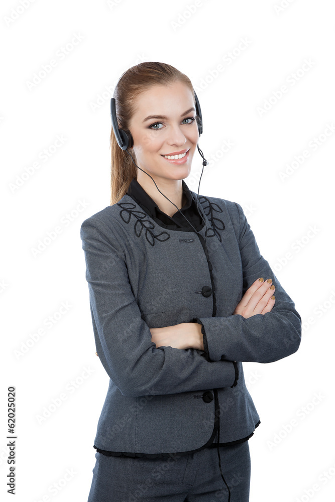 Portrait of a woman customer service worker Portrait of a woman customer service worker