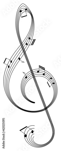 isolated abstract clef from music staff with notes
