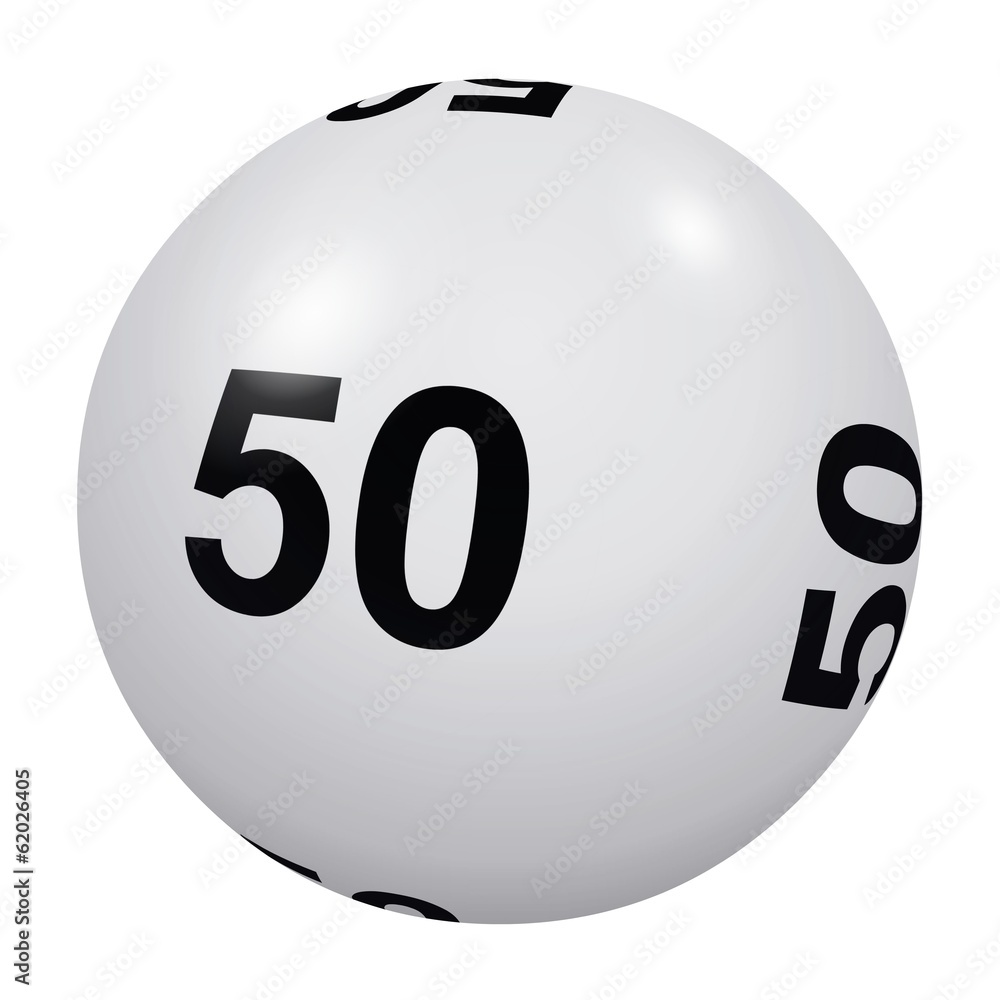 Naklejka premium Loto, boule blanche numéro 50