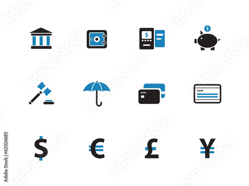 Banking duotone icons on white background.
