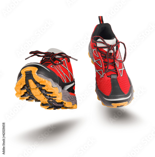 Red running sport shoes