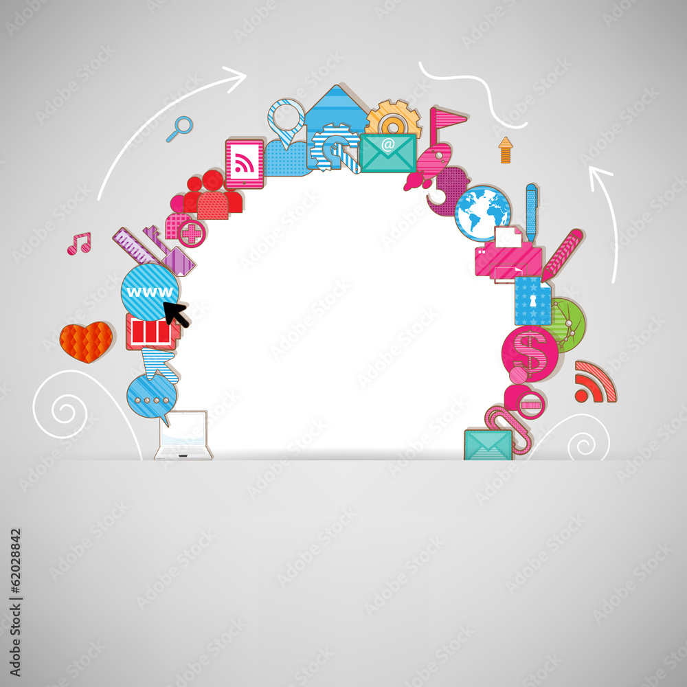 Template design circle with social network icons background Template design circle with social network icons background
