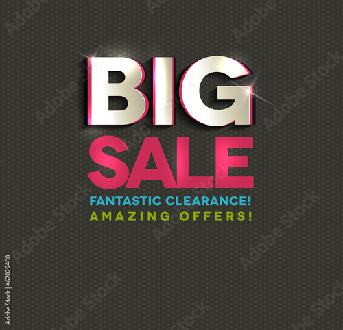 Big sale poster, cut out letters, beautiful bright colors