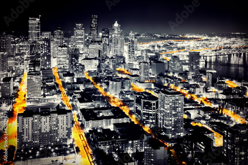 Großstadt bei Nacht - Seattle